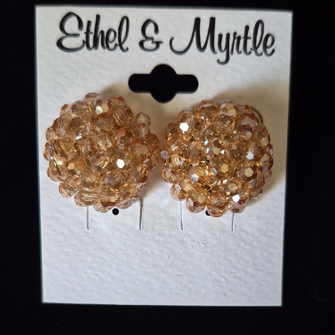 Ethel Myrtle Gold Cluster Earrings 8$
